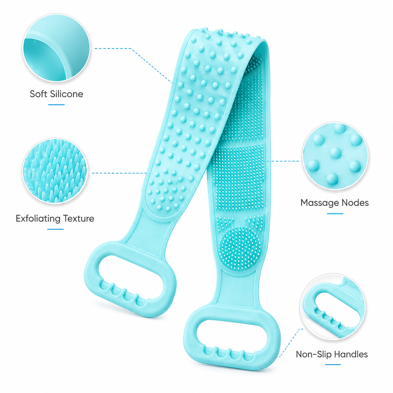🔥Limited Time 49% OFF🚿 Dual Handle Silicone Back Scrub Strap | Deep Exfoliating Shower Brush