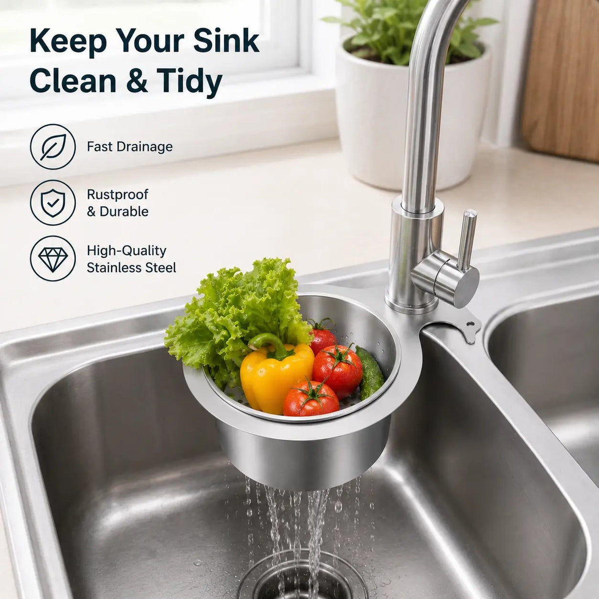 Stainless Steel Sink Strainer Basket | Hanging Drain Filter for Kitchen