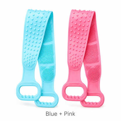 🔥Limited Time 49% OFF🚿 Dual Handle Silicone Back Scrub Strap | Deep Exfoliating Shower Brush
