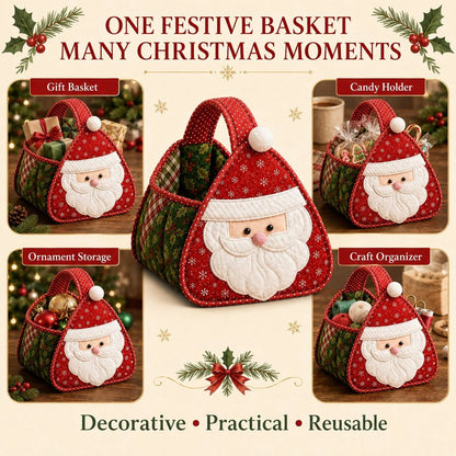 💯⏳  49% OFF – 🎄 Christmas Character Quilted Carry Basket | Padded Patchwork Fabrics, Layered Appliqué & Soft Carry Handle in DIY Kit or Ready-Made Styles 🎁✨