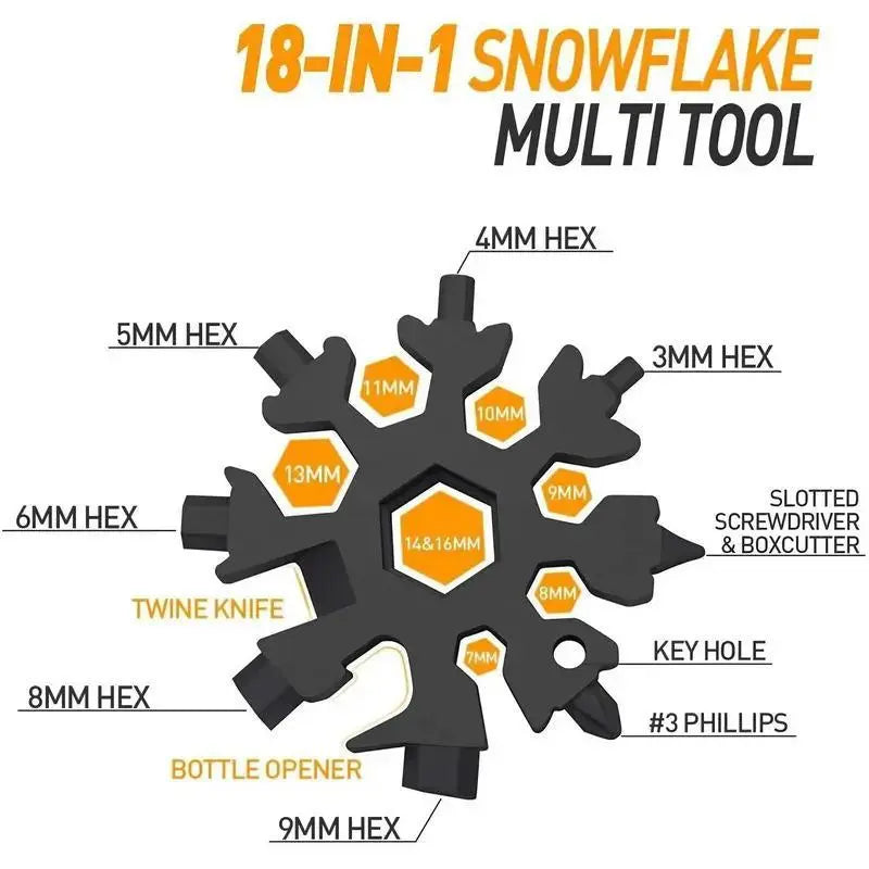❄️🛠️ 2-Pack Viral 18-in-1 Snowflake Multi-Tool Stainless Steel Portable Wrench 🔧✨