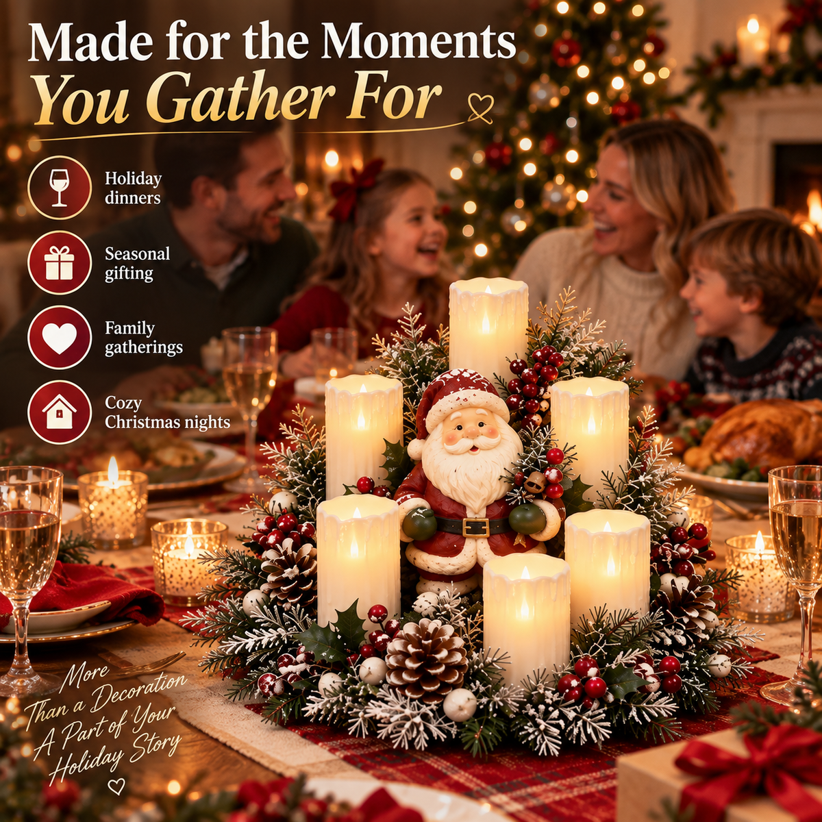 🎅🎄 Christmas Santa Table Centerpiece – Festive Winter Holiday Decor！！！✨