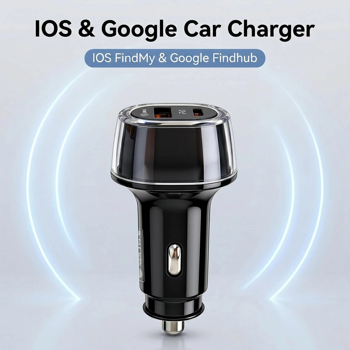 2-in-1 Compact Car Charger GPS Tracker Adapter - 50W Fast Charging USB-C Device