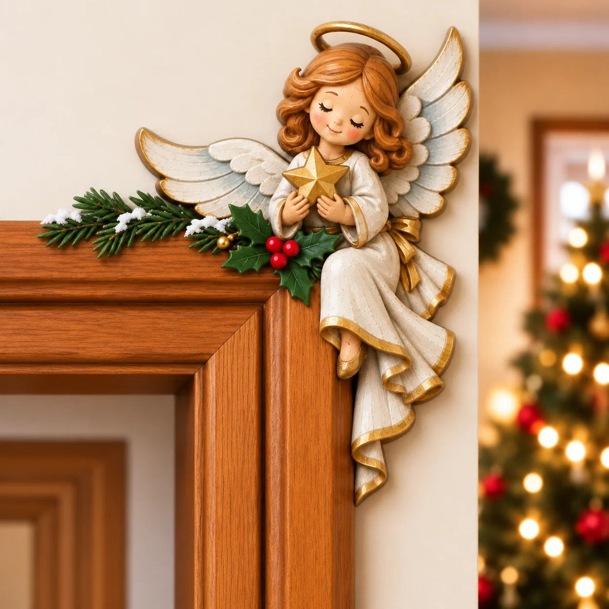 💯Christmas Peekaboo Door Frame Corner Decor丨Size: 20 cm