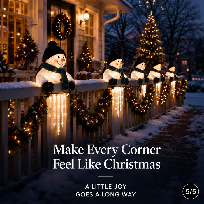 ⛄Snowman Icicle Light — Christmas Porch Decor with Warm Glow