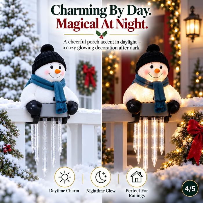 ⛄Snowman Icicle Light — Christmas Porch Decor with Warm Glow
