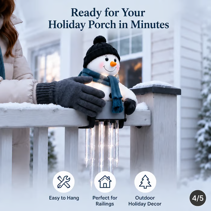 ⛄Snowman Icicle Light — Christmas Porch Decor with Warm Glow