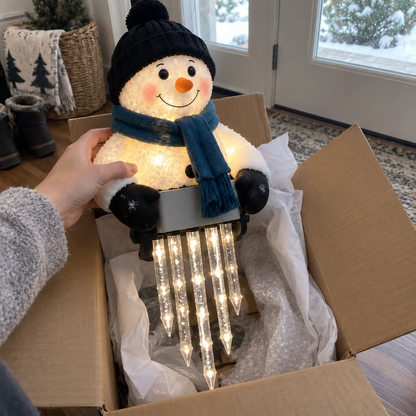 ⛄Snowman Icicle Light — Christmas Porch Decor with Warm Glow