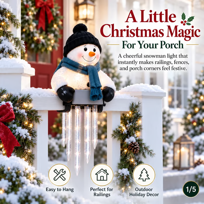 ⛄Snowman Icicle Light — Christmas Porch Decor with Warm Glow
