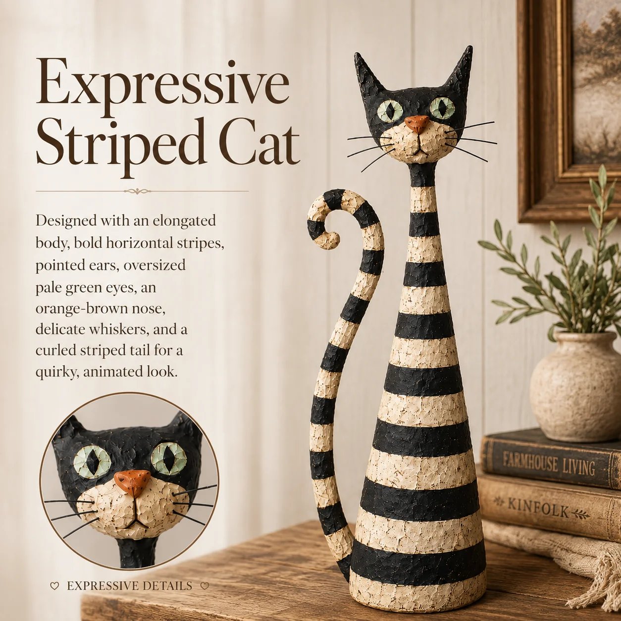 Vintage  Cat & Lady Sculptures