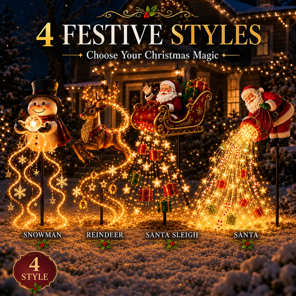 🎅✨ 2026 New Santa's Flying Sleigh Gift Cascade – Solar Christmas Garden Light