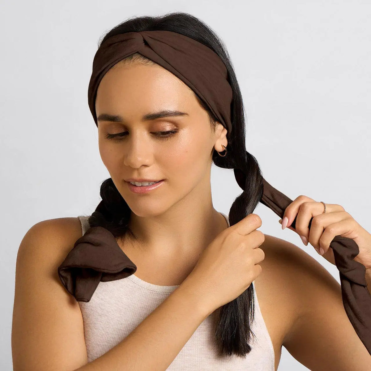 🍫✨ Chocolate Brown Heatless Curling Headband – Soft Waves & Curls Without Heat 💁‍♀️