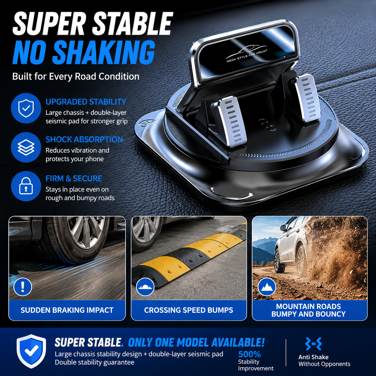 🚗 360° Car Phone Holder 📱 | Dashboard Suction Cup Mount for iPhone & Android 🔄