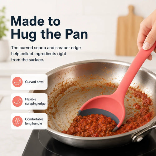 🎉🥄 2-in-1 Silicone Scoop & Scraper Spoon – Multi-Purpose Cooking & Serving Utensil