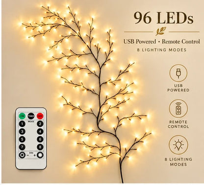 🌿✨ Flexible LED Branch Lights | Remote-Controlled Holiday Wall Decor 🎄💡