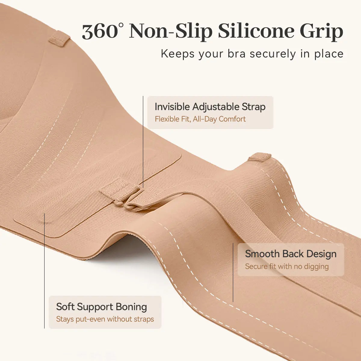 LUCKMEEY Womens Strapless Front Closure Bra Push Up Lift Bra Padded Add Cup Non Slip  Anti-Slip Grip & Removable Straps Fit Outfits Wireless Supportive  Seamless Comfortable