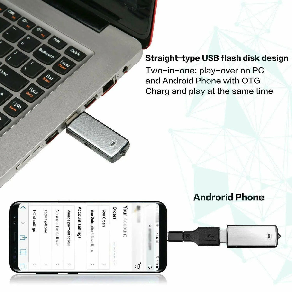 USB Flash Drive Voice Recorder 2-in-1 – Voice Activated, Smart Noise Reduction, Auto File Save