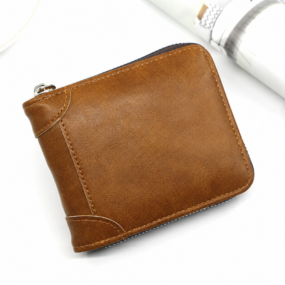 🔥LAST DAY 49% OFF🔥💼 Men Retro PU Leather Zip Wallet, Bifold Card Coin Purse