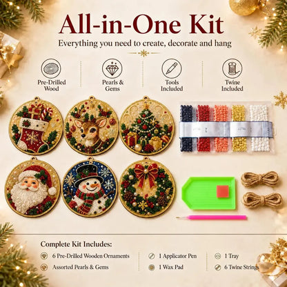 🔥🎁6Pcs/12Pcs Christmas DIY Diamond Painting Ornaments Kit, Xmas Tree Hanging Pendant🎄