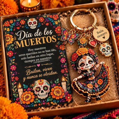 🌼 Día de Muertos Charm Keychain | 4 Colorful Floral & Skull-Inspired Styles