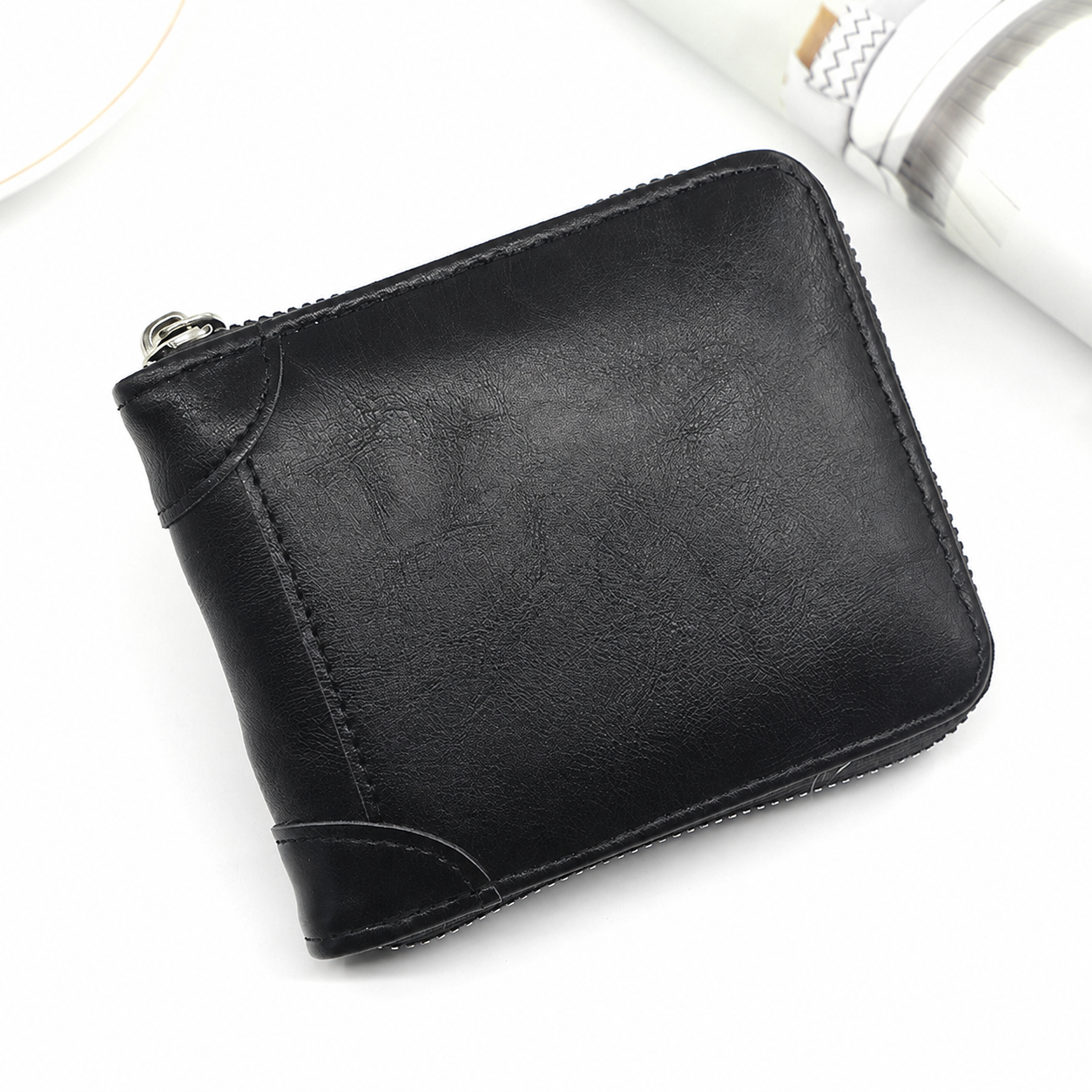 🔥LAST DAY 49% OFF🔥💼 Men Retro PU Leather Zip Wallet, Bifold Card Coin Purse