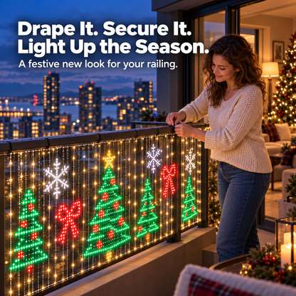 🔥LAST DAY 50% OFF✨🎄 Turn Your Balcony Into a Christmas Show – Animated LED Pixel Curtain Lights🎅