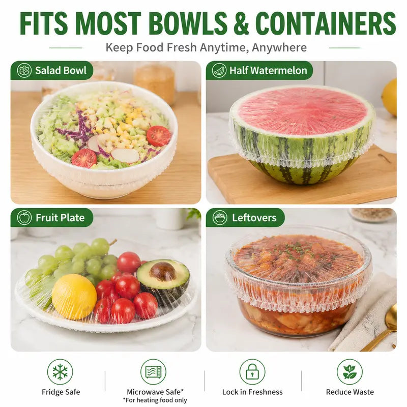 🔥LAST DAY 49% OFF🔥🍽️ Elastic Stretch Bowl Covers 🔁Disposable Microwave Safe Food Storage Covers