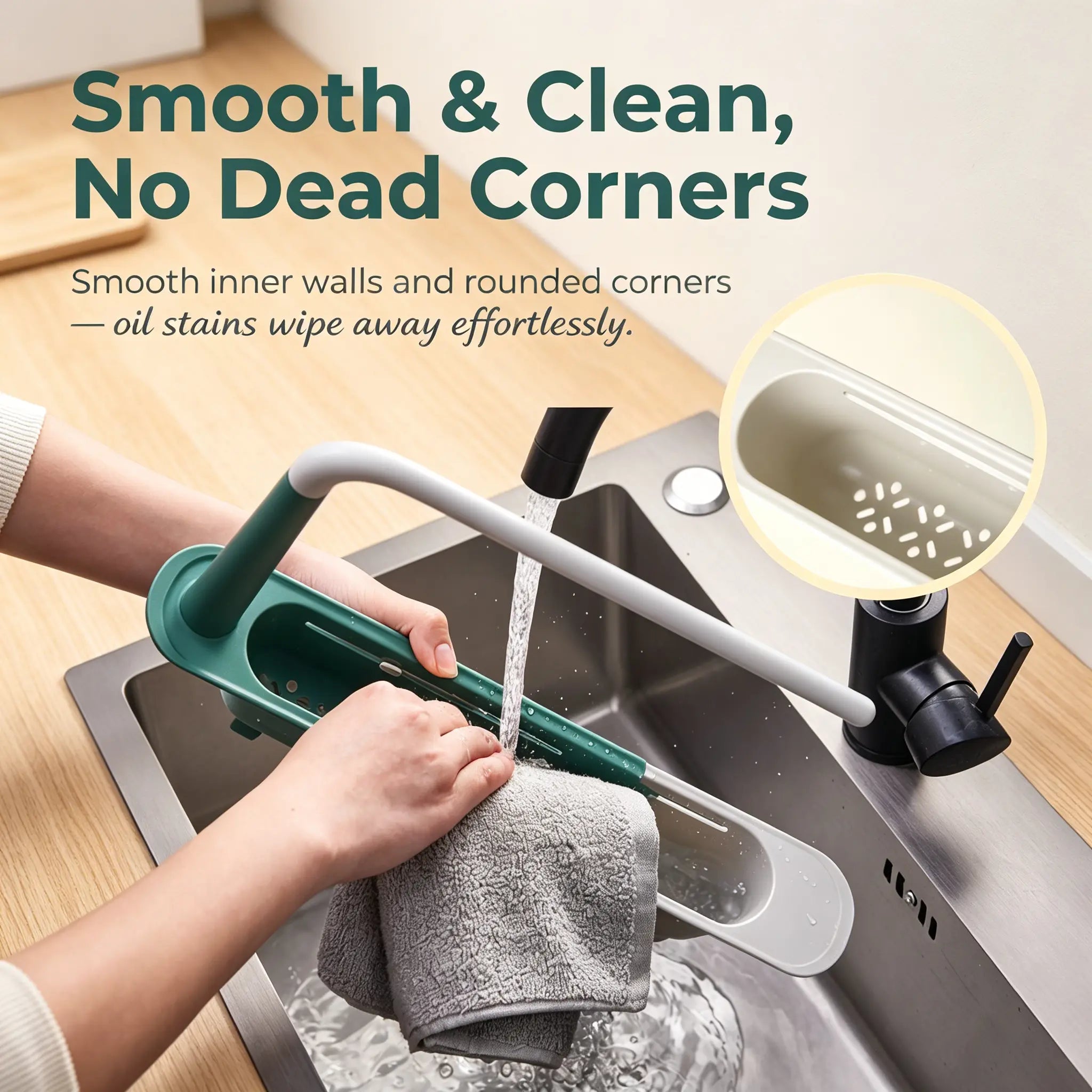 🧽 2-in-1 Telescopic Sink Organizer Rack – Expandable Sponge, Soap & Cloth Holder 🌿