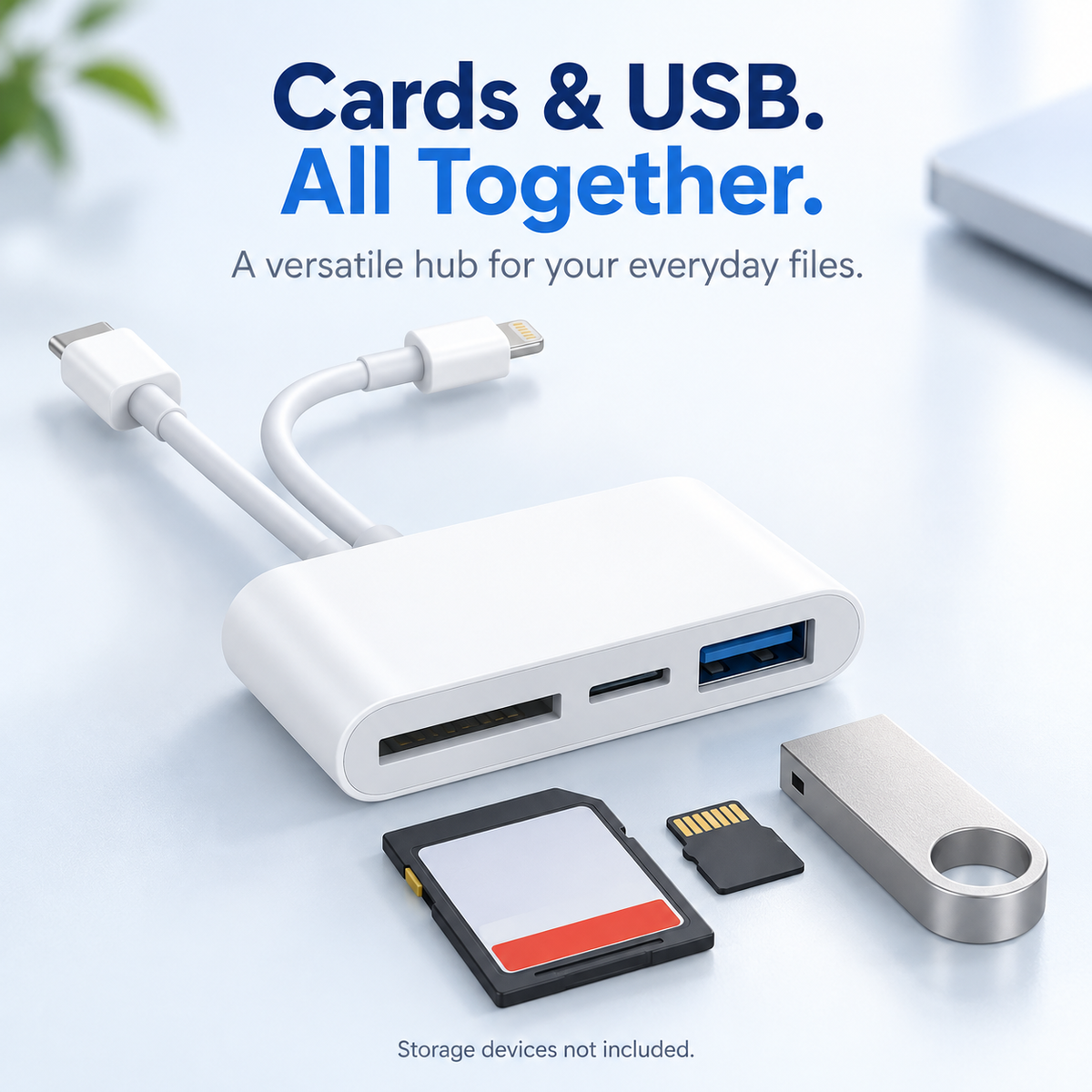 ⚡ 3-in-1 USB-C SD Card Reader – SD & MicroSD Memory Card Adapter | Fast File Transfer for iPhone, iPad, MacBook, Galaxy & Type-C Devices