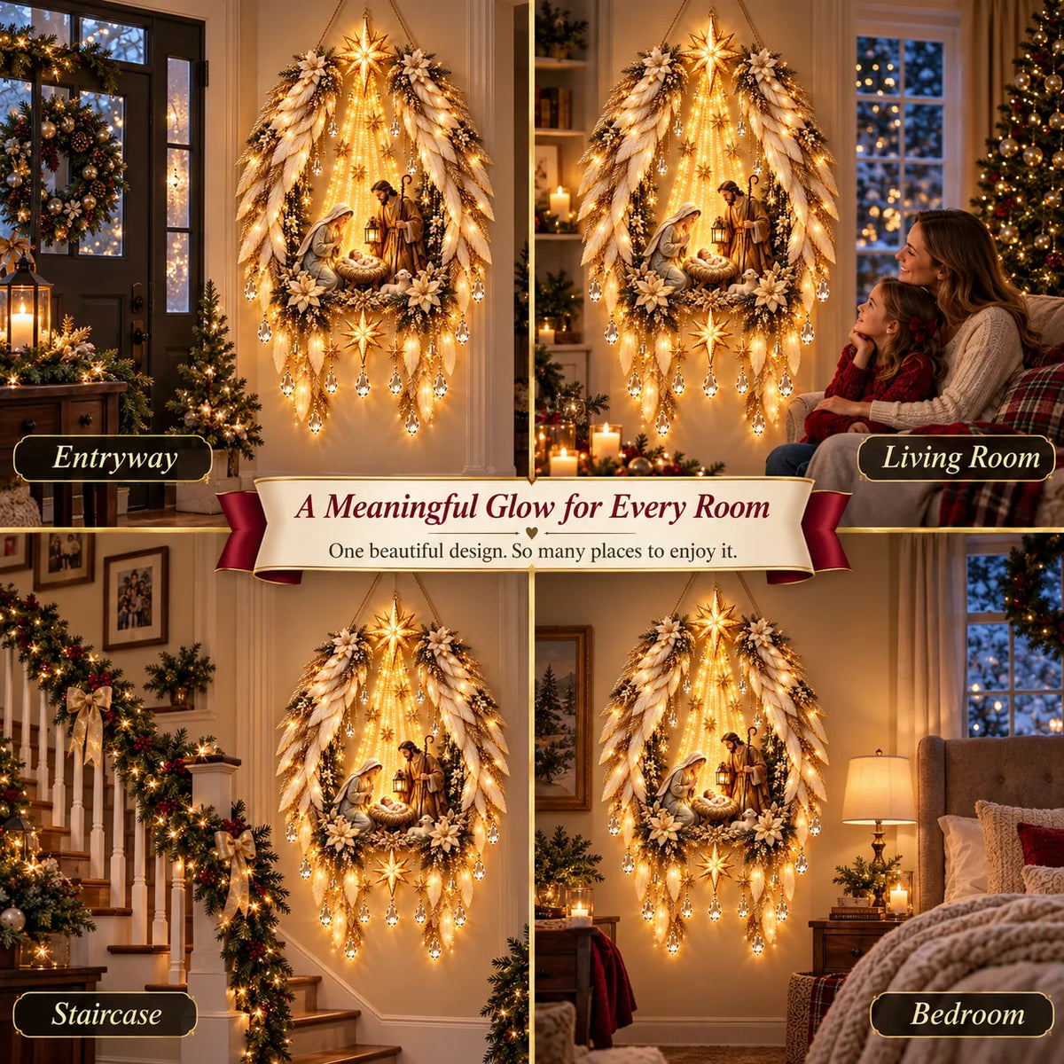 ✨👼 3D Heavenly Angel Wings Nativity Light✨ – Lighted Christmas Wall Decor  ✈️