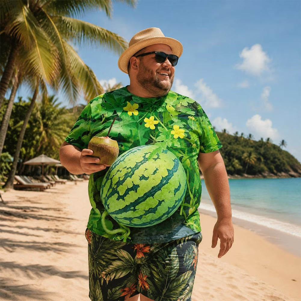 🍉 Funny 3D Watermelon Belly T-Shirt – Summer Novelty Graphic Tee