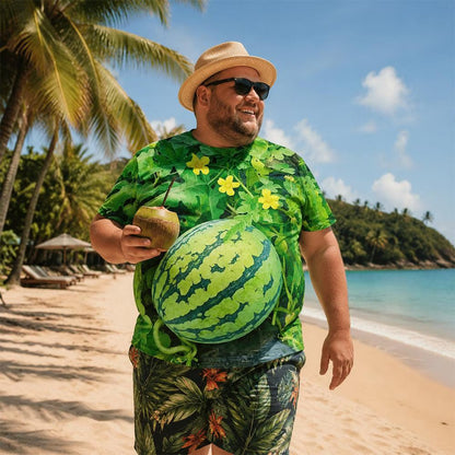 🍉 Funny 3D Watermelon Belly T-Shirt – Summer Novelty Graphic Tee