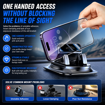 🚗 360° Car Phone Holder 📱 | Dashboard Suction Cup Mount for iPhone & Android 🔄