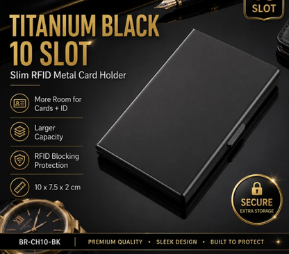 RFID Blocking Metal Card Holder – Slim Stainless Steel Wallet, 6/10 Slot