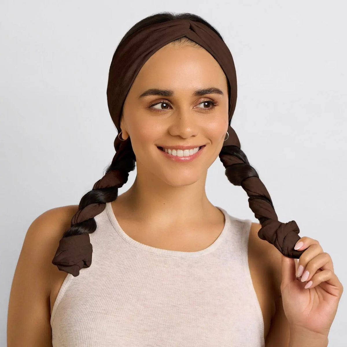 🍫✨ Chocolate Brown Heatless Curling Headband – Soft Waves & Curls Without Heat 💁‍♀️