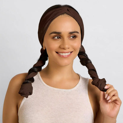 🍫✨ Chocolate Brown Heatless Curling Headband – Soft Waves & Curls Without Heat 💁‍♀️