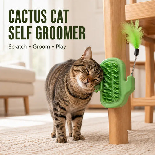 3-in-1 Soft Plastic Cat Corner Groomer with Catnip - Grooming Supplies