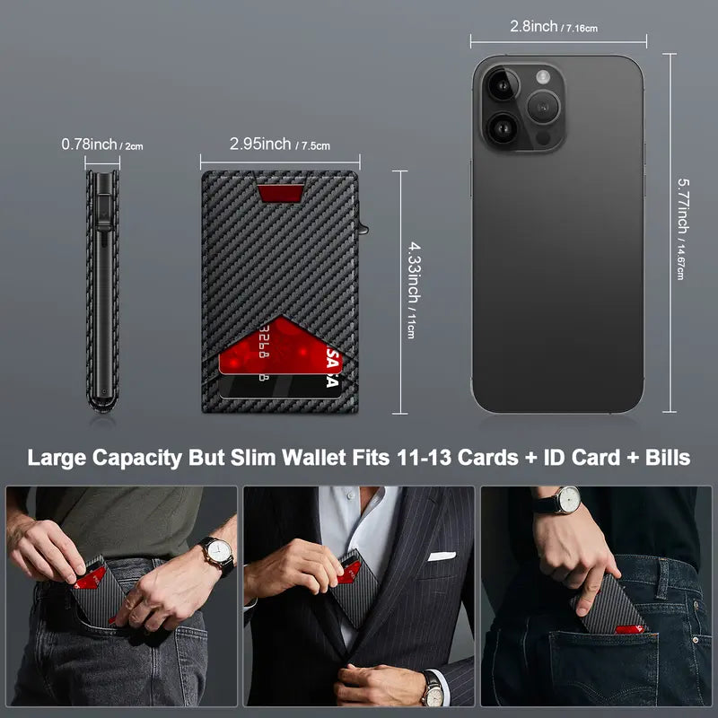 💳 POP-UP CARD WALLET | Slim RFID Blocking Wallet with Quick-Access Aluminum Card Holder & Money Clip