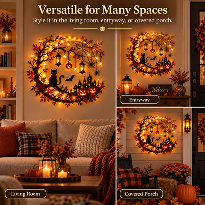 🌙🎃 Halloween Crescent Moon Lighted Wall Decor ✨