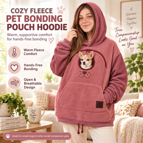 ⏳🔥LIMITED TIME 50% OFF!🐕 Cozy Fleece Pet BondingPouch Hoodie - Warm &Supportive Small Pet CarrierClothing