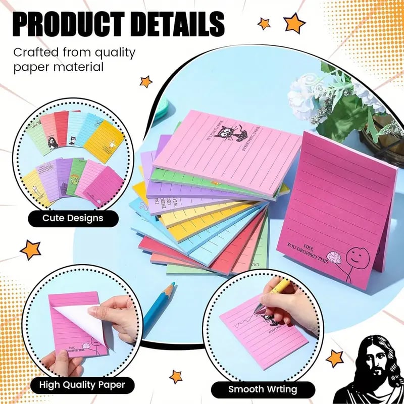 😏🎁 Sarcastic Office Sticky Notes - ✨ 12-Pack Funny Desk Memo Pads & Gift