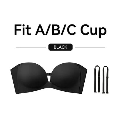 LUCKMEEY Womens Strapless Front Closure Bra Push Up Lift Bra Padded Add Cup Non Slip  Anti-Slip Grip & Removable Straps Fit Outfits Wireless Supportive  Seamless Comfortable