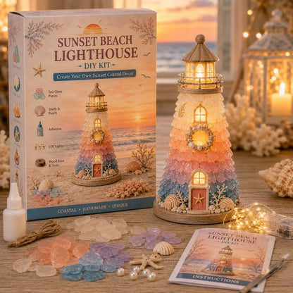 💥 LAST DAY 49% OFF - 💙 DIY Sea Glass Lighthouse Kit – Light-Up Coastal Craft & Handmade Home Decor