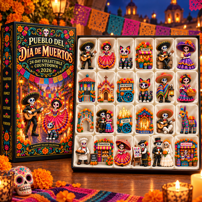 🎁Pueblo del Día de Muertos 2026 – 24-Day Day of the Dead Collectible Countdown Calendar with 24 Unique Miniatures