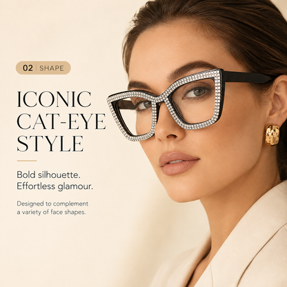 🔥Best Seller- 🐱Cat Eye Anti-Blue Light Reading Glasses 💎Diamond Inlaid