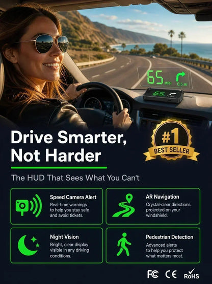 🚗 50% Off Now! Head-Up Display (HUD) GPS Digital Speedometer – Features traffic light countdown and speed camera alerts; a universal driving safety system to help you avoid city traffic fines.