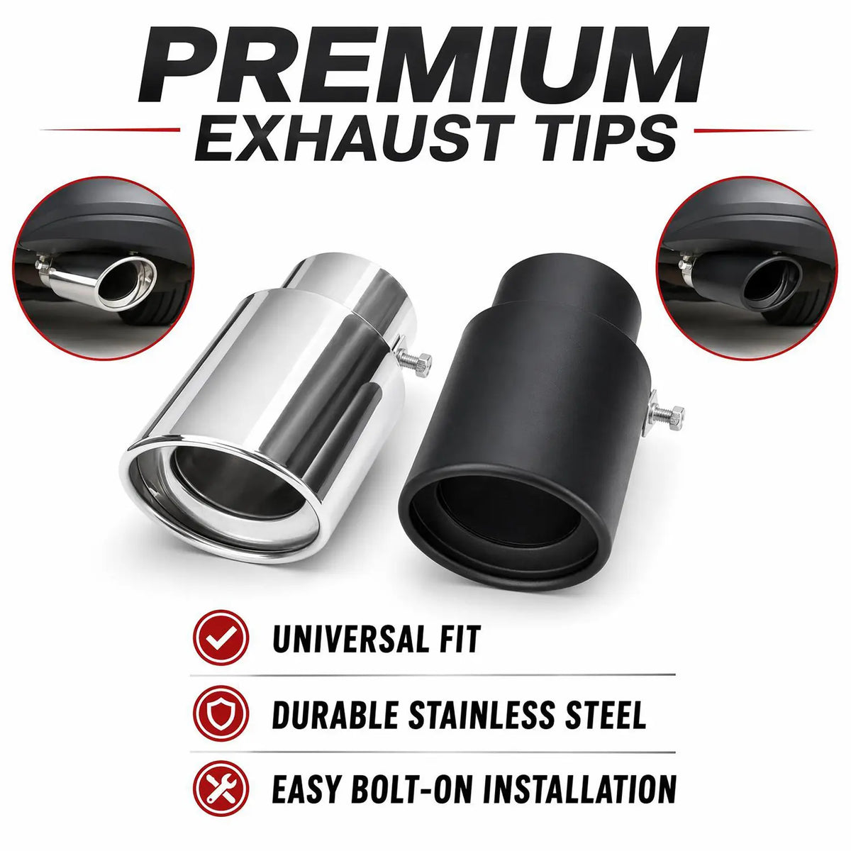 Universal Stainless Steel Car Exhaust Muffler Tip Trim Decor