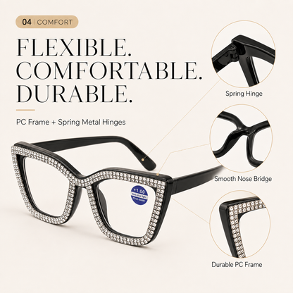 🔥Best Seller- 🐱Cat Eye Anti-Blue Light Reading Glasses 💎Diamond Inlaid