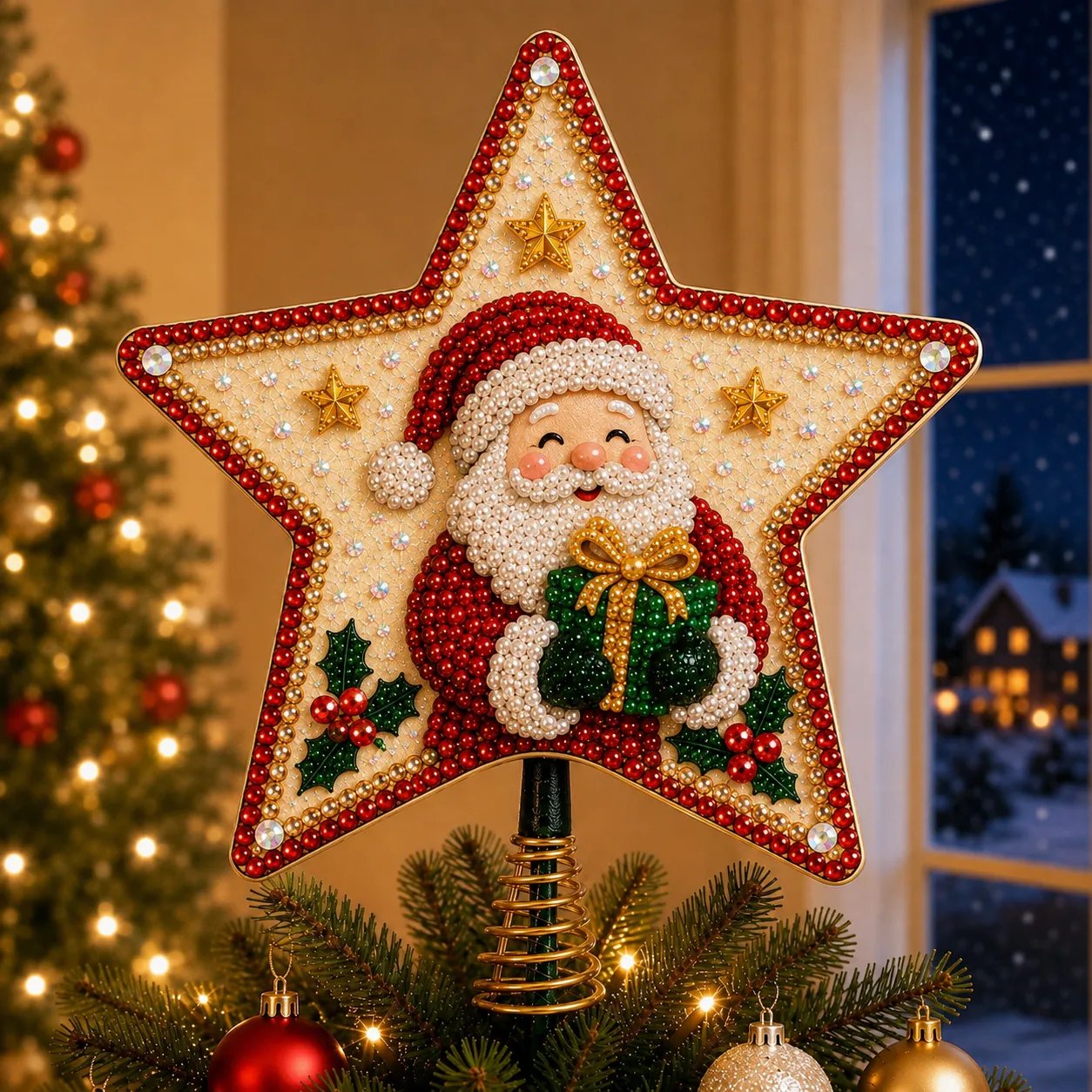 🎄⭐ Pearl Diamond Art Christmas Tree Topper Kit