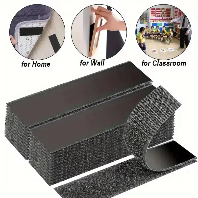 💪 Heavy-Duty Reusable Hook & Loop Strips – Water-Resistant Self-Adhesive Double-Sided Fasteners | Strong, Secure & Easy to Use